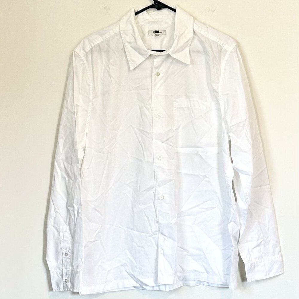 NEW Madewell White Straight-Hem Cotton Button-Up Shirt - Size: Medium - Picture 2 of 13